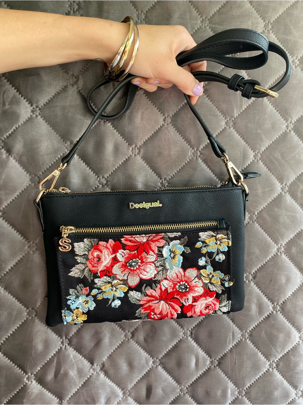 Desigual Terranova Toulouse Floral Embroidered Crossbody/clutch Bag - EUC